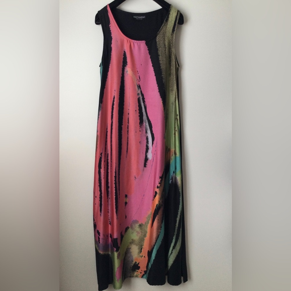 MARIMEKKO Finland Multicolor Maxi Watercolor Abstract Dress